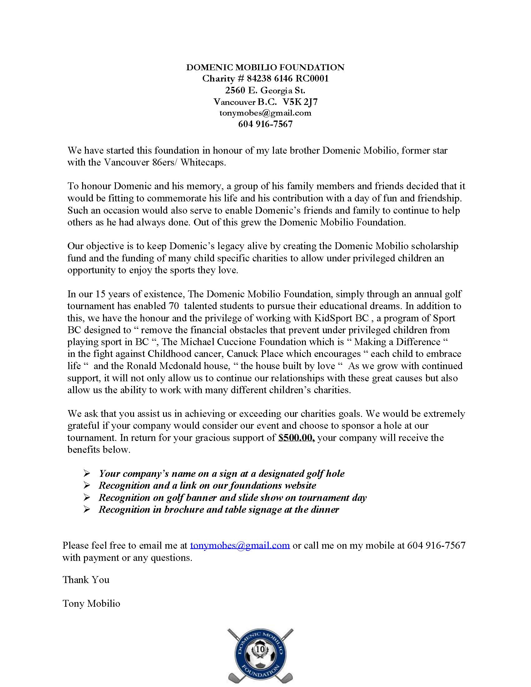 Annual DMF Sponsorship